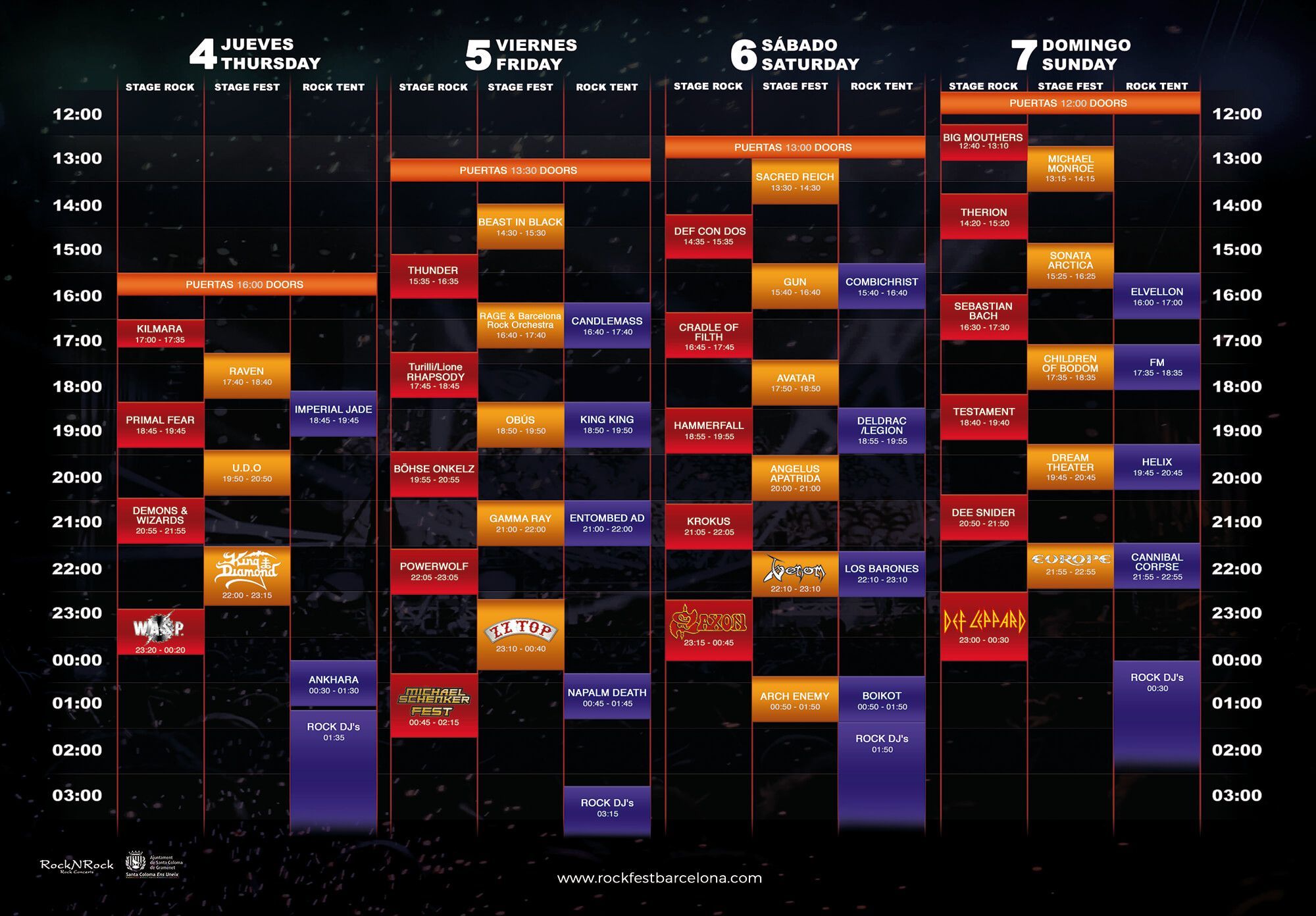 Horarios rock fest 2019 - rock and blog