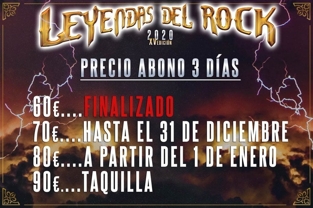 Precios leyendas del rock 2020 - rock and blog