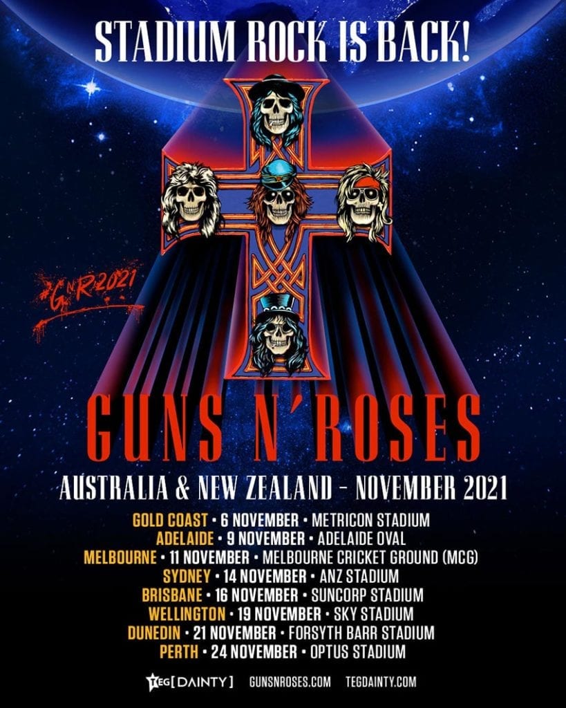 Guns n roses australia new zealand tour 2021 - rock and blog