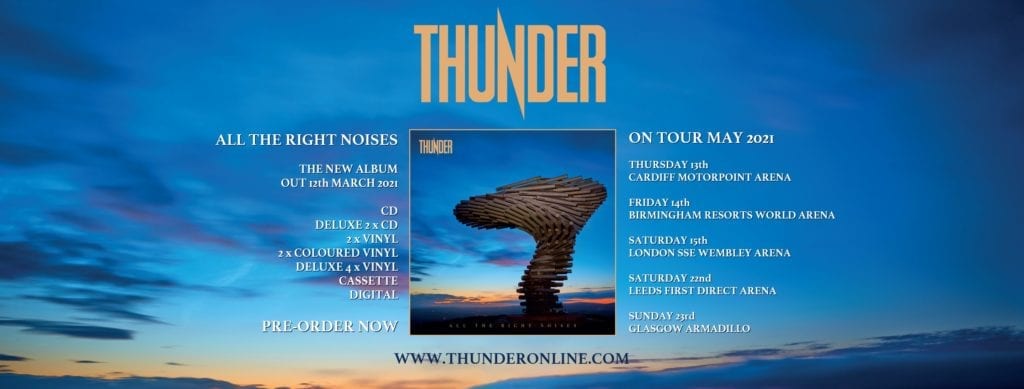 Thunder all the right noises artwork tour header - rock and blog