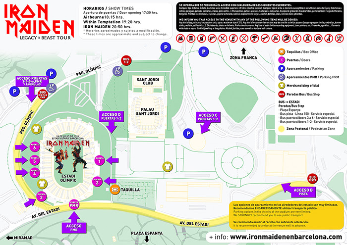 Mapa barcelona iron maiden - rock and blog