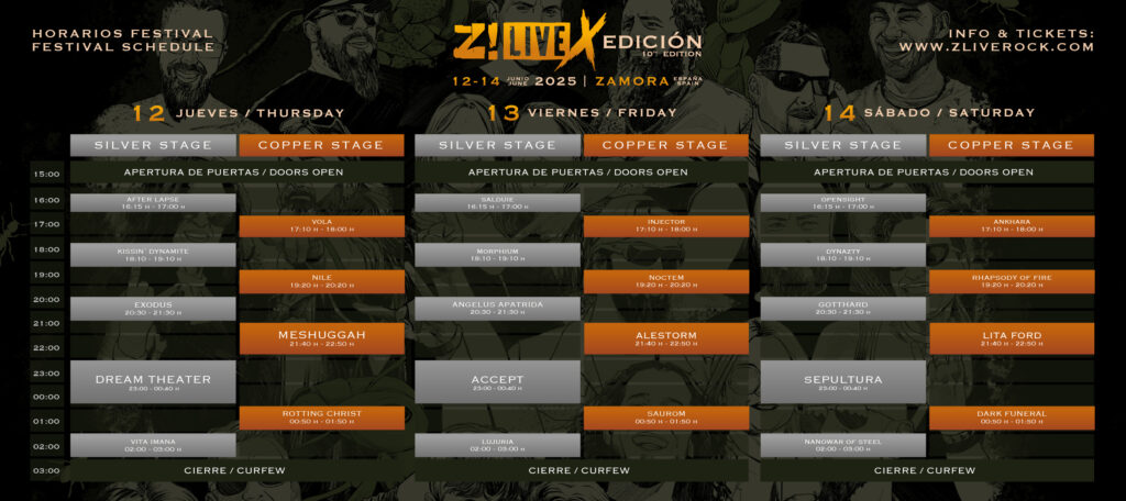 Z! Live 2025 publica horarios oficiales sin solapamientos: tres días de metal en Zamora