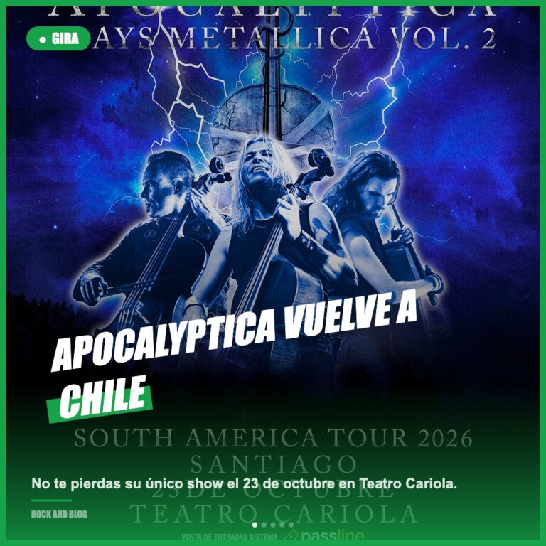 Apocalyptica regresa a Chile con ‘Plays Metallica Vol. 2’